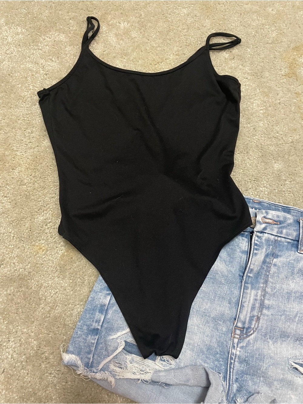 American Eagle Smooth Black One-Piece Bodysuit - Classic Tank Style